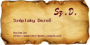 Széplaky Dezső névjegykártya